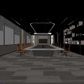 Modern Conference Room Interior With Long Table Comfortable Chairs Bookshelves And Large Screen