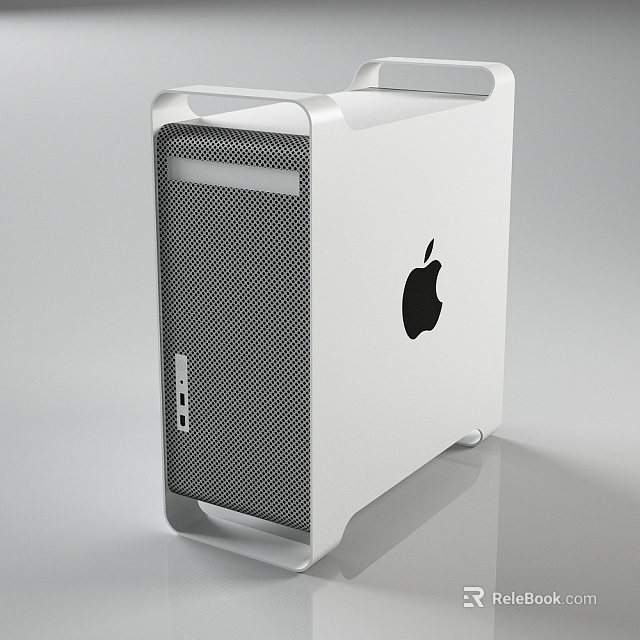 Apple White Desktop Computer Tower With Mesh Front Panel And Sleek Design 3d model 