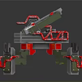 Green And Red Mechanical Robot Toy With Multiple Legs And Complex Structure
