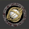 Elegant Golden Intertwined Ring Sculpture With Brick Like Base Design