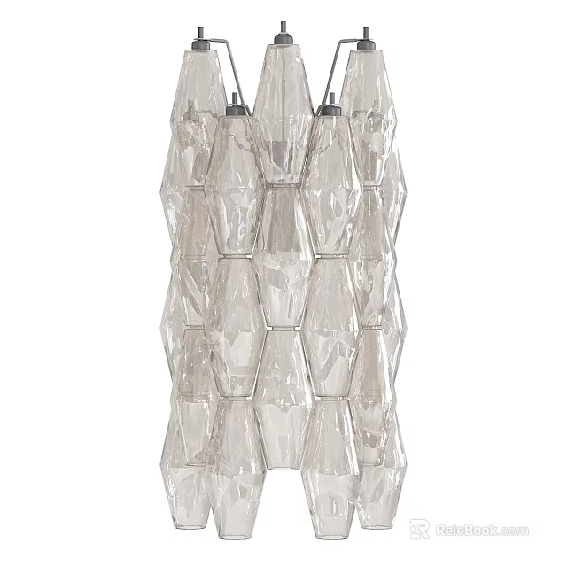 Elegant Modern Transparent Glass Wall Lamp With Geometric Polyhedral Design 3d model