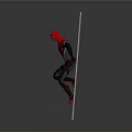 Glass Wall With Spider-Man In Red And Black Costume Standing In Front Of Reflective Background