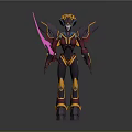 Winged Sci Fi Warrior Character With Pink Blade And Gold Purple Armor
