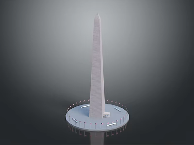 Tall White Obelisk Building Structure With Circular Base And Surrounding Columns 3d model