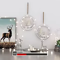 Christmas Decorations With Deer Wall Art Circular Ornaments And String Lights
