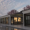 Modern Detached Villa With Swimming Pool Cherry Blossom Trees And Outdoor Dining Area