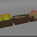 Garden Decorative Wooden Planters With Colorful Plants And Empty Center Design
