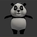 Cute Friendly 3D Cartoon Panda Character With Black White Fur Standing Pose
