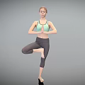 Woman Practicing Yoga Tree Pose Standing On One Leg With Hands In Prayer