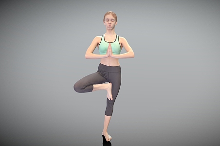 Yoga beauty standing posture beauty model 3d model