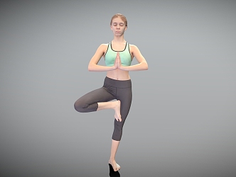 Yoga beauty standing posture beauty model 3d model