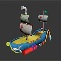 Vibrant Inflatable Toy Ship With Colorful Sails Slide And Green Flag