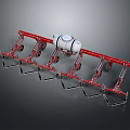 Agricultural Cultivator Machine With Red Metal Frame White Cylindrical Tank And Wheels