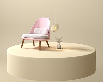 Cream Style Casual Sofa Combination Pink Single Sofa Single Sofa 3d model