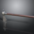 Traditional Axe Weapon With Polished Metal Head And Brown Wooden Handle