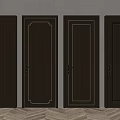 Brown Wooden Hinged Doors Featuring Various Decorative Panel Designs And Classic Styles 3d model