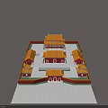 Ancient Chinese Architecture With Yellow Glazed Roofs Red Walls And Symmetrical Courtyard Design