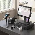 Modern Retail Checkout Setup With POS Terminal Payment Device And Receipt Printer