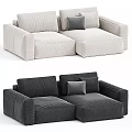 Modern Light and Dark Double Sofa with Soft Pillows and Comfortable Design 3d model