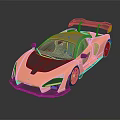 Sleek Rose Gold Sports Car With Gray Roof Large Rear Wing and Aerodynamic Design