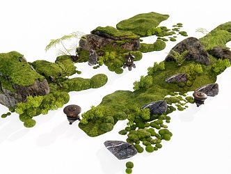 Japanese-style micro-terrain courtyard sketch moss stone moss plant landscape stone plant landscape plant pile landscape landscaping 3d model