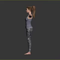 Child Standing With Arms Outstretched In Gray Tank Top And Ripped Jeans Against Gray Background