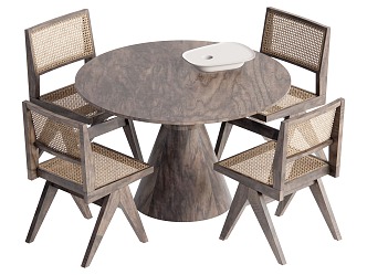 Wind Dining Table and Chair Combination Rattan Dining Table and Chair Combination 3d model