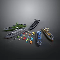Colorful Water Vehicles Models With Various Types And Sizes For Collection