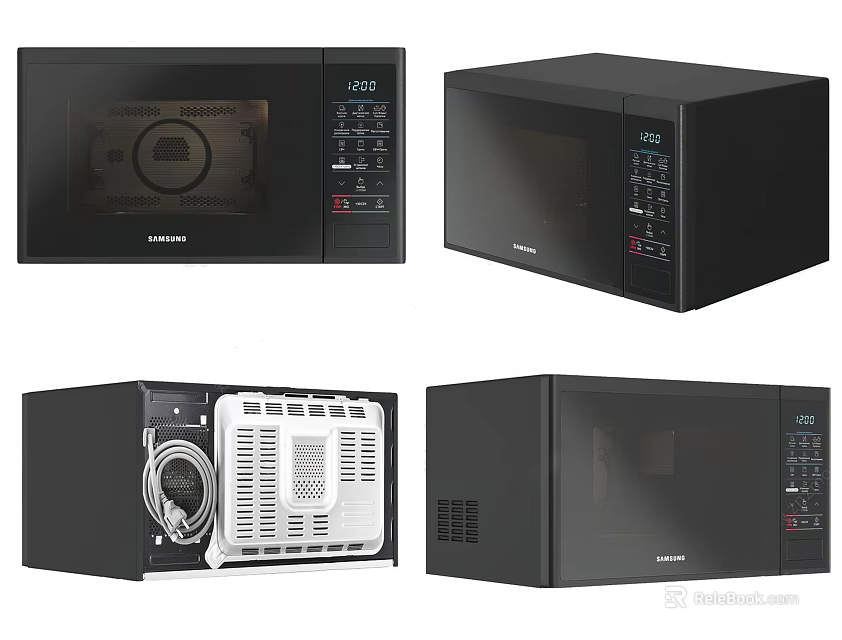 Kitchen Appliances Sleek Microwave Ovens Displaying Various Angles Interior Structure And Design Features 3d model