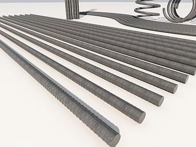 Steel Reinforcing Bars Spiral Stirrups And Coiled Rods For Construction Use 3d model