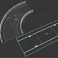 Curved and Straight Road Models with Gray Pavement Yellow Lane Lines and Brick Edges