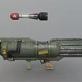Green Tactical Missile Launcher And Red Black Rocket Weapon With Mechanical Parts