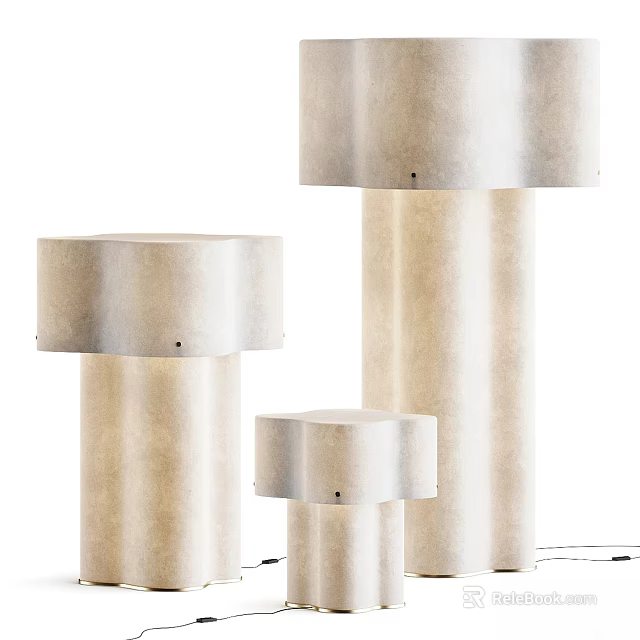 Modern Minimalist Beige Table Lamps With Different Heights And Matte Finish Design 3d model 