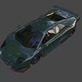 Dark Green Sports Car With Sleek Design And Black Wheels Rear Spoiler