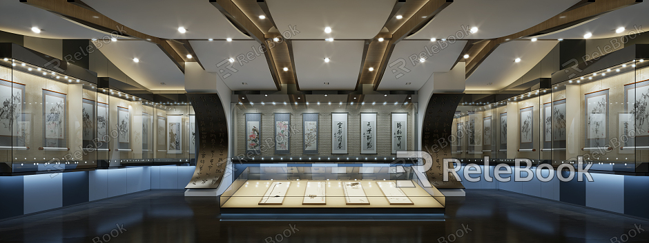 New Chinese Painting and Calligraphy Exhibition Hall model