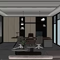 Modern Office Interior Design With Desk Shelves Ergonomic Chairs Green Plant And Windows