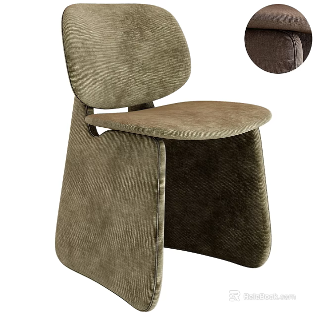 Modern Beige Velvet Fabric Stool With Unique Backrest And Seat Design 3d model 