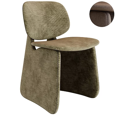 Modern Beige Velvet Fabric Stool With Unique Backrest And Seat Design 3d model