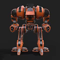 Smart Orange Machine With Mechanical Structure Jointed Legs And Armored Design 3d model
