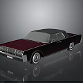 Vintage Red Classic Car With Black Roof Chrome Details And White Wheels