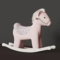 Pink Spotted Rocking Horse Crafted From Wooden Building Blocks With White Rockers