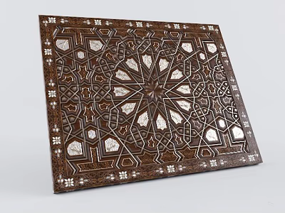 Traditional Wooden Wall Decor With Intricate Geometric Pattern And Inlay Design 3d model