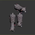 Three Cute Cartoon Deer Characters with Big Eyes Pink Feet and Gray Fur