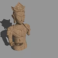 Exquisite Buddha Bust Stone Landscape Sculpture With Intricate Headpiece And Detailed Shoulders