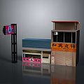 Commercial Retail Building With Storefront Signage Roll Up Door And Outdoor Billboard