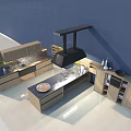 Modern Kitchen Design With Wooden Cabinets Island Counter And Range Hood