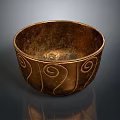 Decorative Copper Bowl With Spiral Patterns And Antique Finish For Home Decor