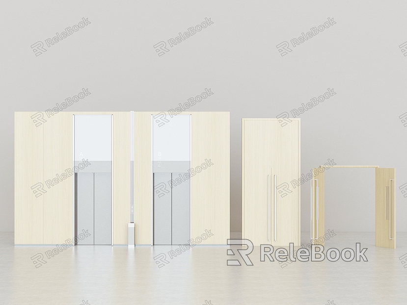 Modern Elevator Elevator Elevator Wooden Fire Door Double Open Door model