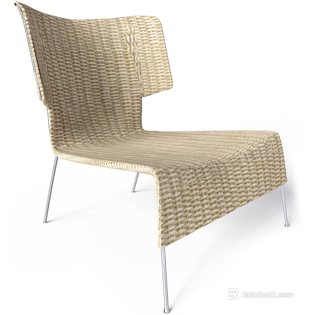 Modern Woven Leisure Chair With Metal Legs And Natural Comfortable Design 3d model 