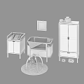 White Wardrobe in Pink Nursery Room With Storage Drawers and Baby Furniture